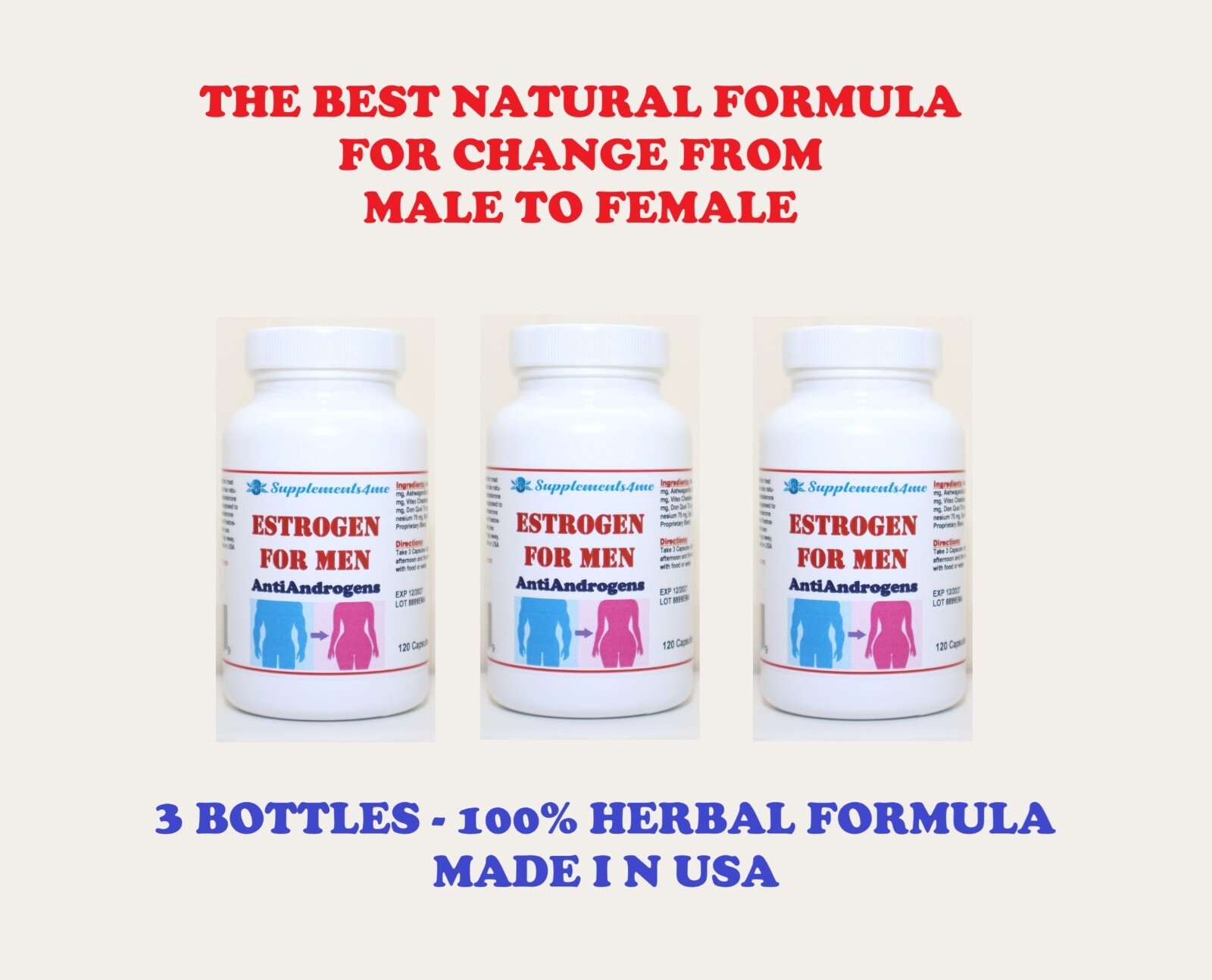 Natural change Male to Female Pills – 100% Organic HERBAL FORMULA – MADE IN USA