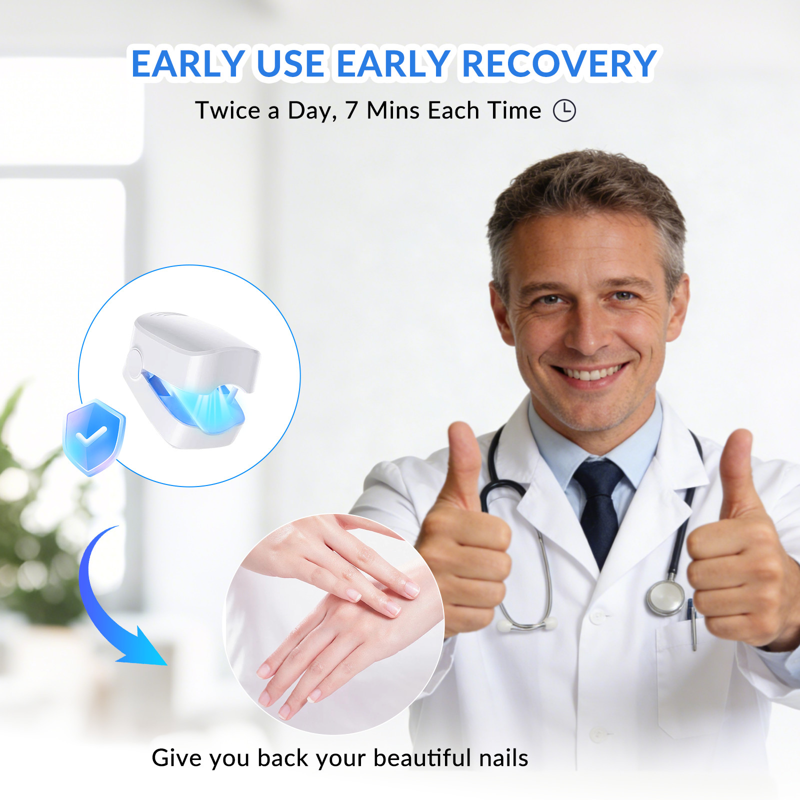 Nail Fungus Laser Physiotherapy Device 940nm 500nm for Toenail Fingernail Care