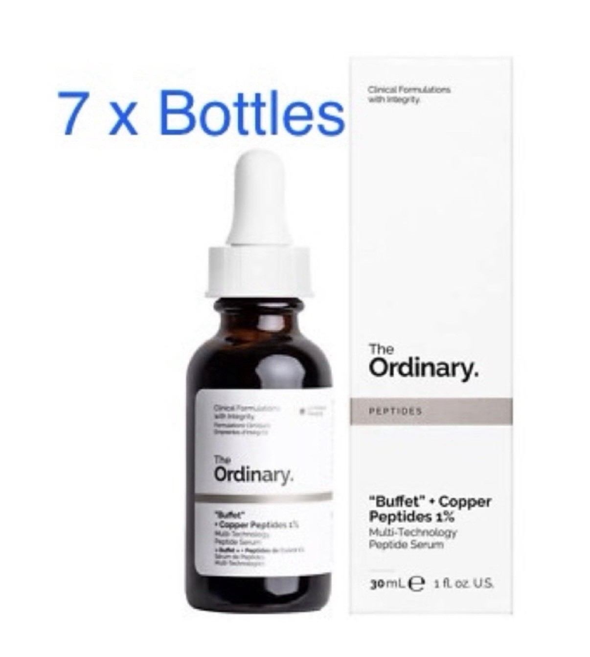 7 X The Ordinary Multi-Peptide +Copper Peptides 1%, Anti-Aging Serum for Wrinkle