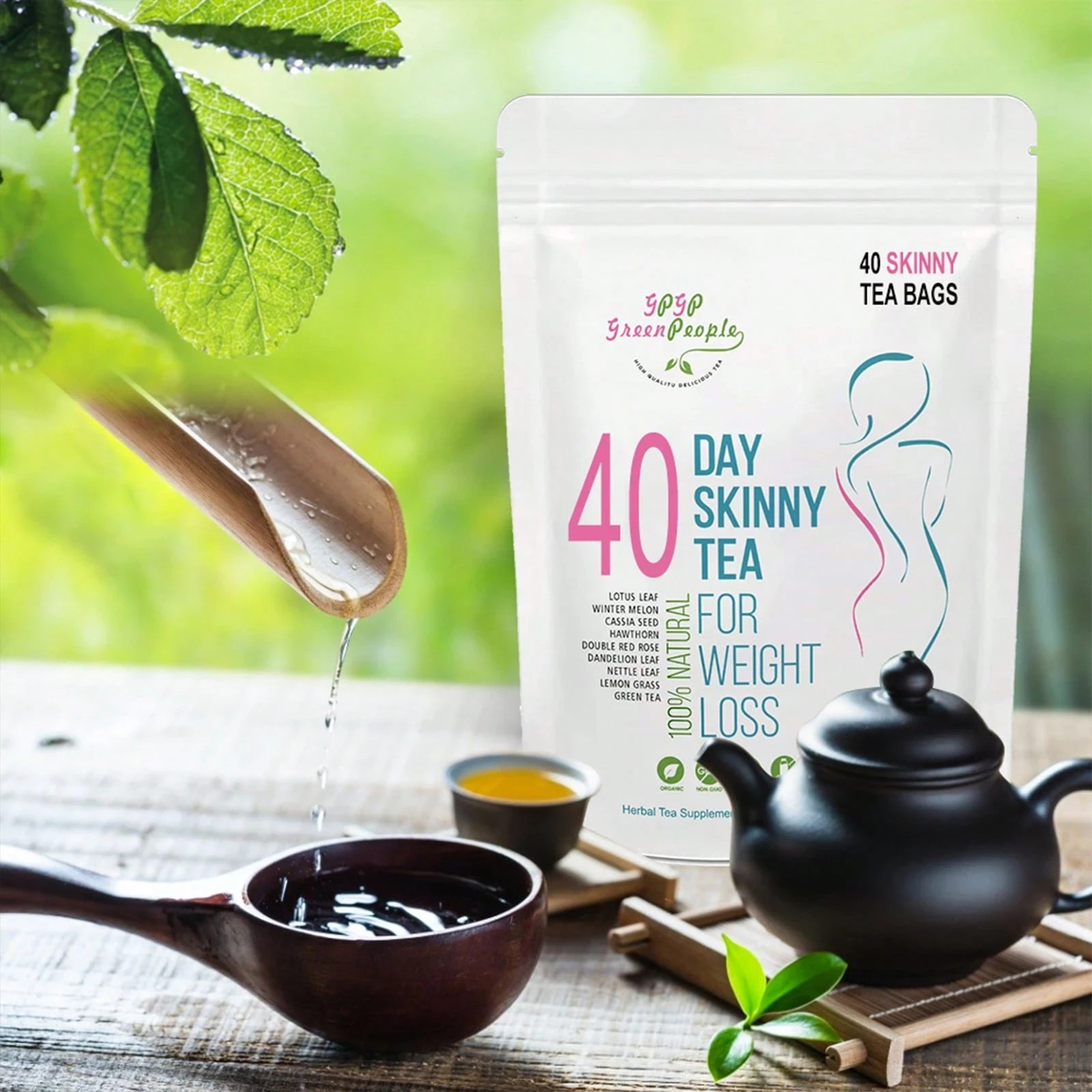 Natural 40 Days Herbal Skinny Tea, Detox, Weight Loss, No Laxative&amp ;Caffeine