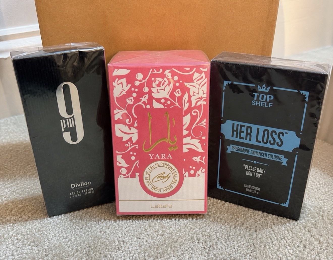 3 Pc Fragrance Bundle Lattafa Yara Candy Her Loss 9 PM EDP Cologne Sealed New