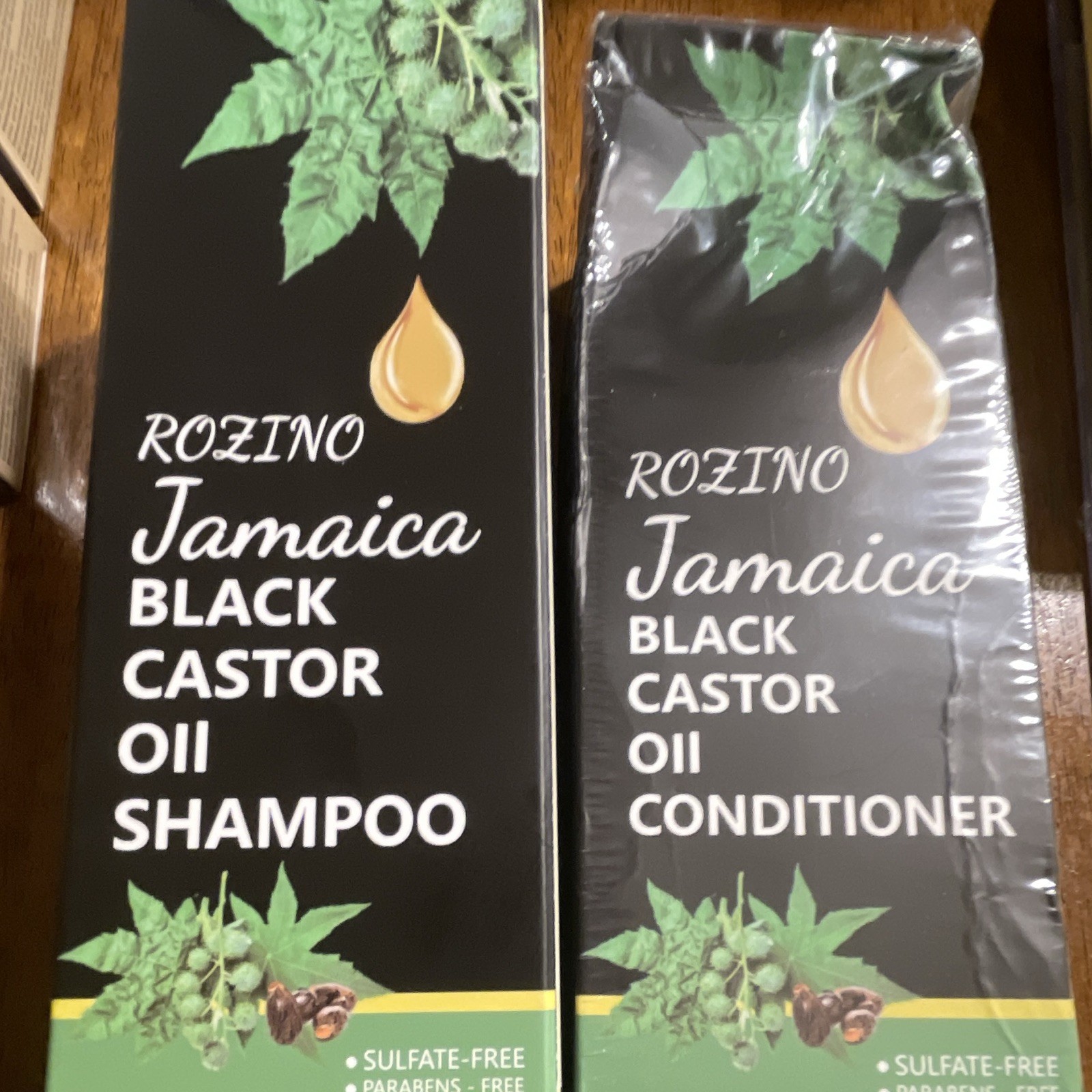 ROZINO Jamaica Black Castor Oil Shampoo & Conditioner Set, Sulfate-Free