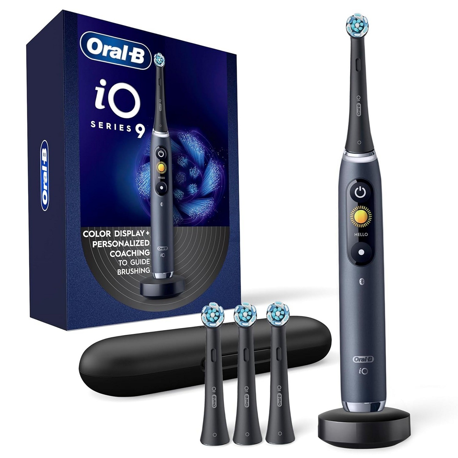 Oral-B iO Series 9 Genius Electric Toothbrush Black 4 Brush Heads Travel Case
