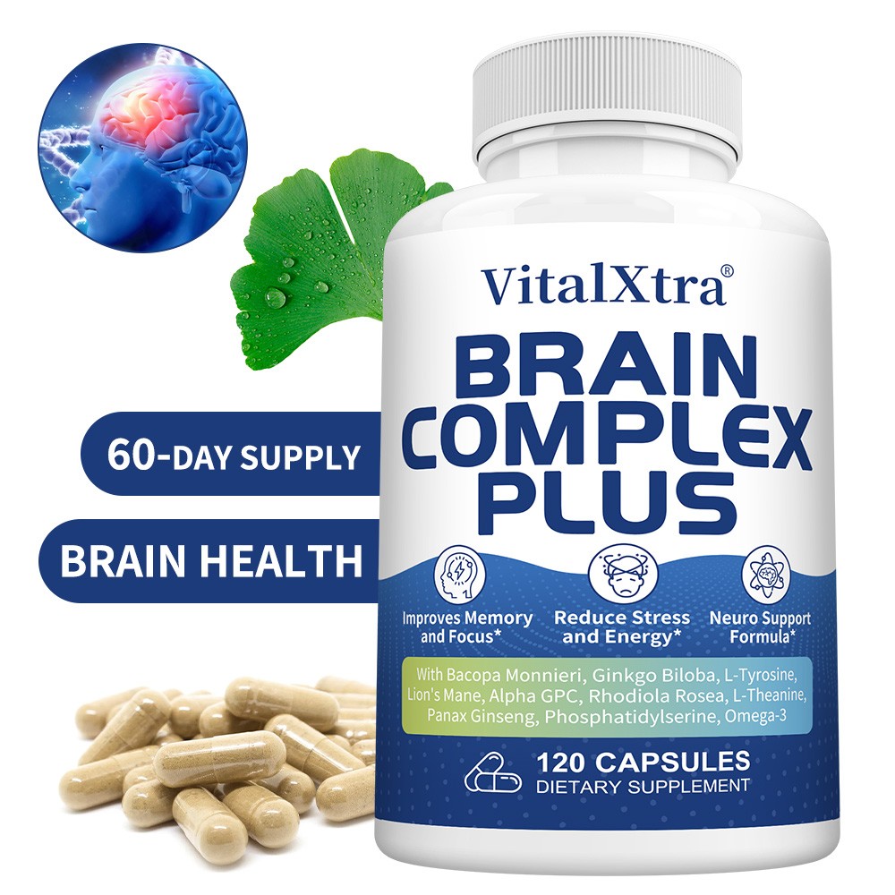 Brain Complex Plus Supplements Stress Energy Neuro Support Formula 120 Capsules