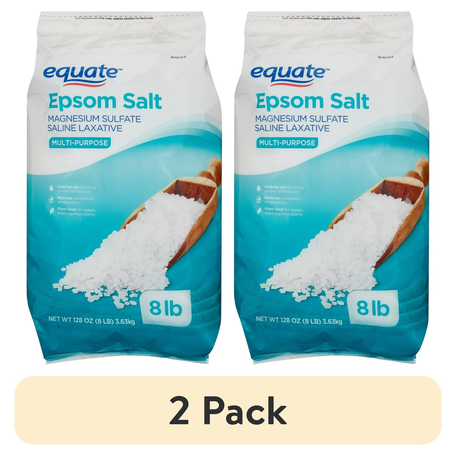 (2 pack) Equate Epsom Salt, Magnesium Sulfate, 128 oz (8lb), Unscented Free Ship