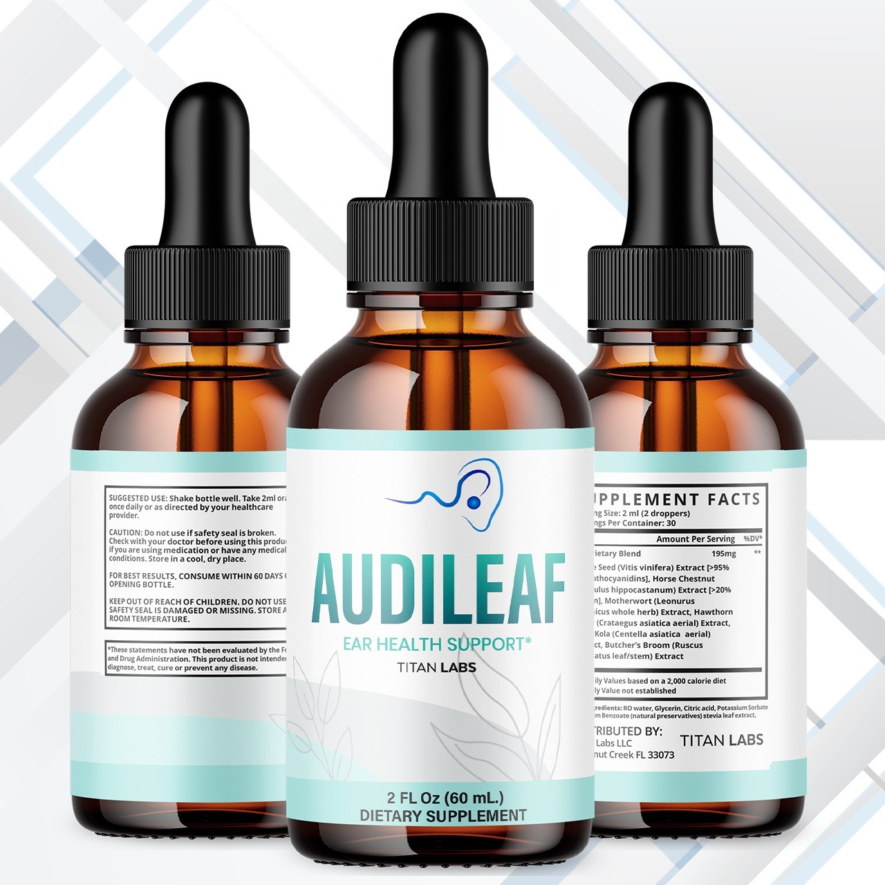 (1 Pack) Audileaf Ear Health Support Drops Natural Audi Leaf Vitamin 30 Servings