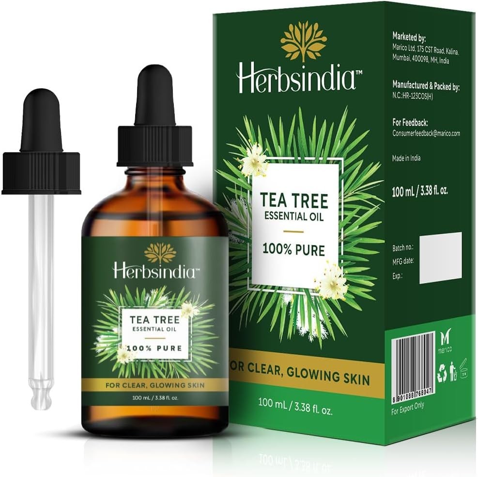 Tea Tree Essential Oil for Skin – 3.3 Fl Oz – 100% Pure with Glass Dropper