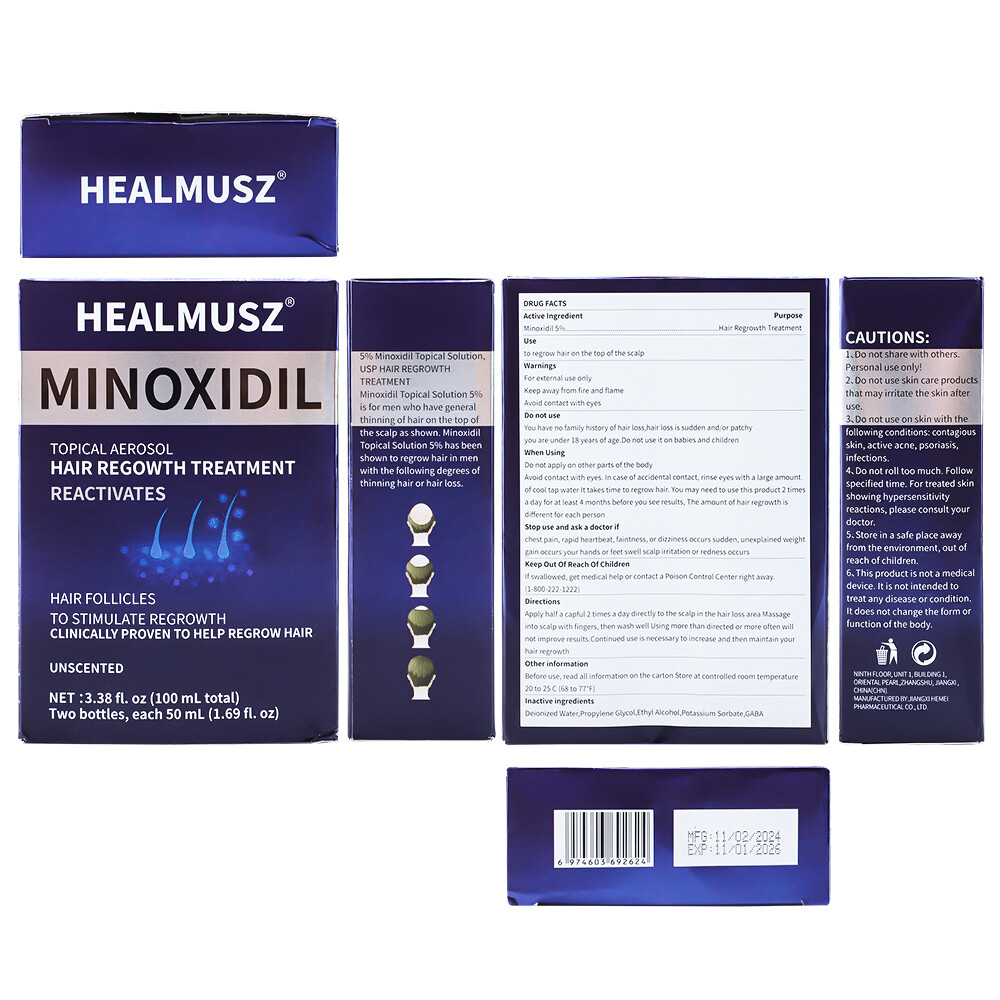 Minoxidil 5% Extra Strength Men 2 Month Supply Hair Regrowth Solution 2 Bottles