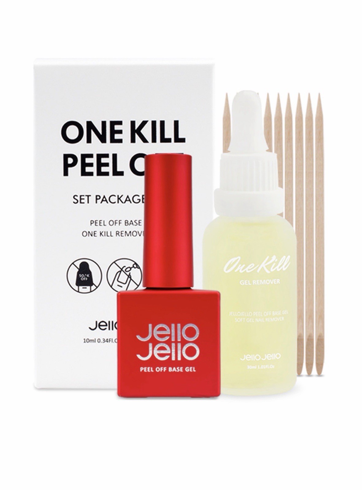 Jello Jello Peel Off Base Gel + One Kill Remover Nail Gel Removal Kit