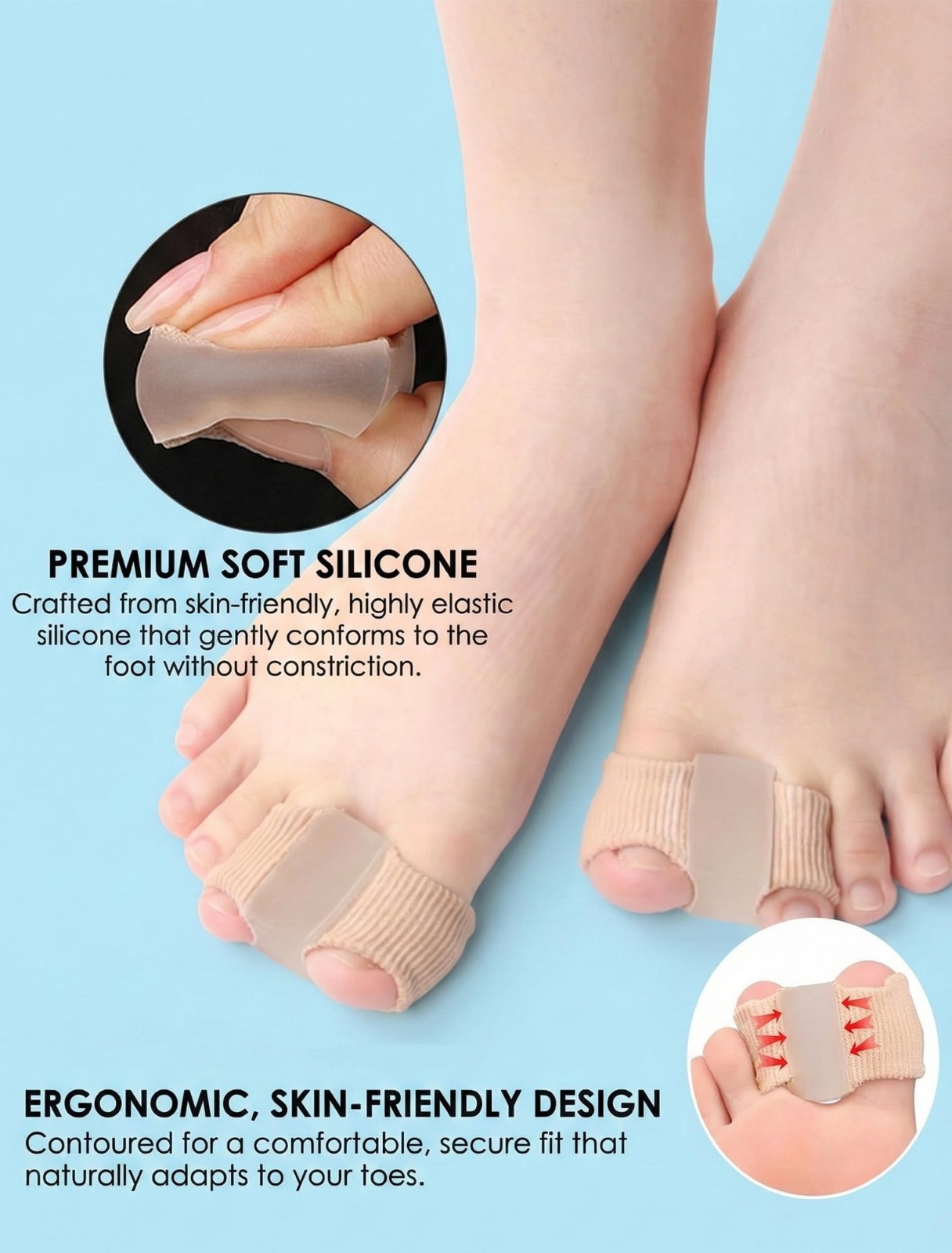 Bunion Corrector & Toe Separators for Big Toes, Breathable Spacers, 1PC
