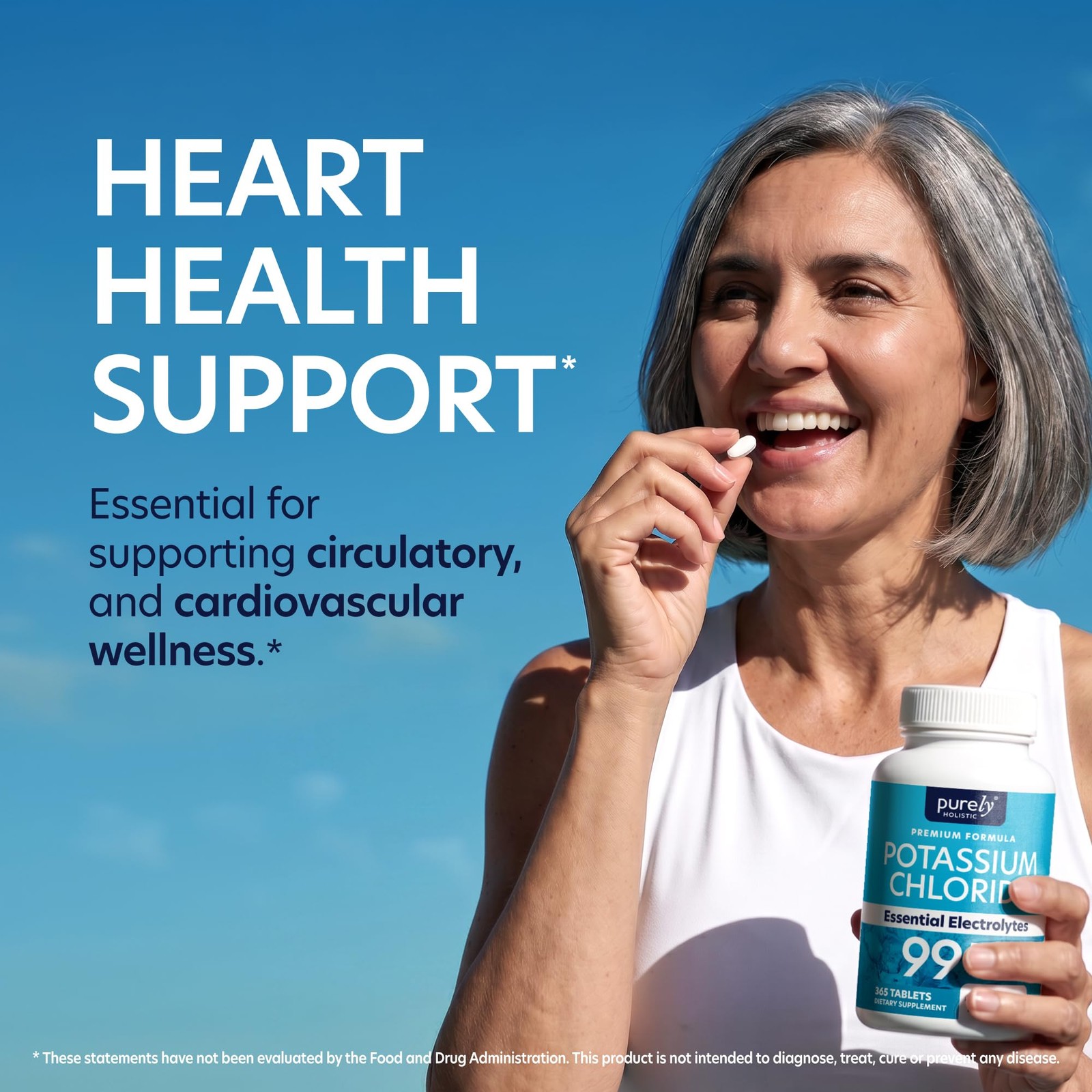 Potassium Chloride Supplement | 1 Year Supply | Heart & 365 Count (Pack of 1)
