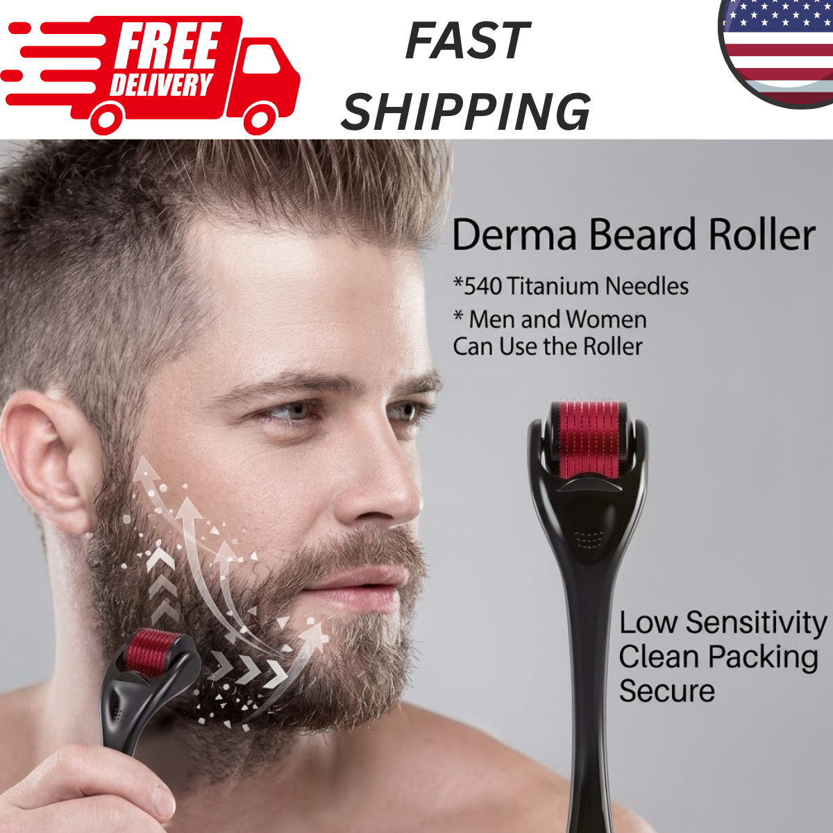 1pc-0.20mm Derma Roller Microneedle Roller For Face, Beard Roller, Microneedling