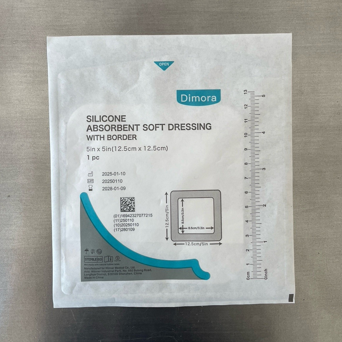 Dimora Sterile Silicone Absorbent Dressing w/ Border 5×5 in MD7007715