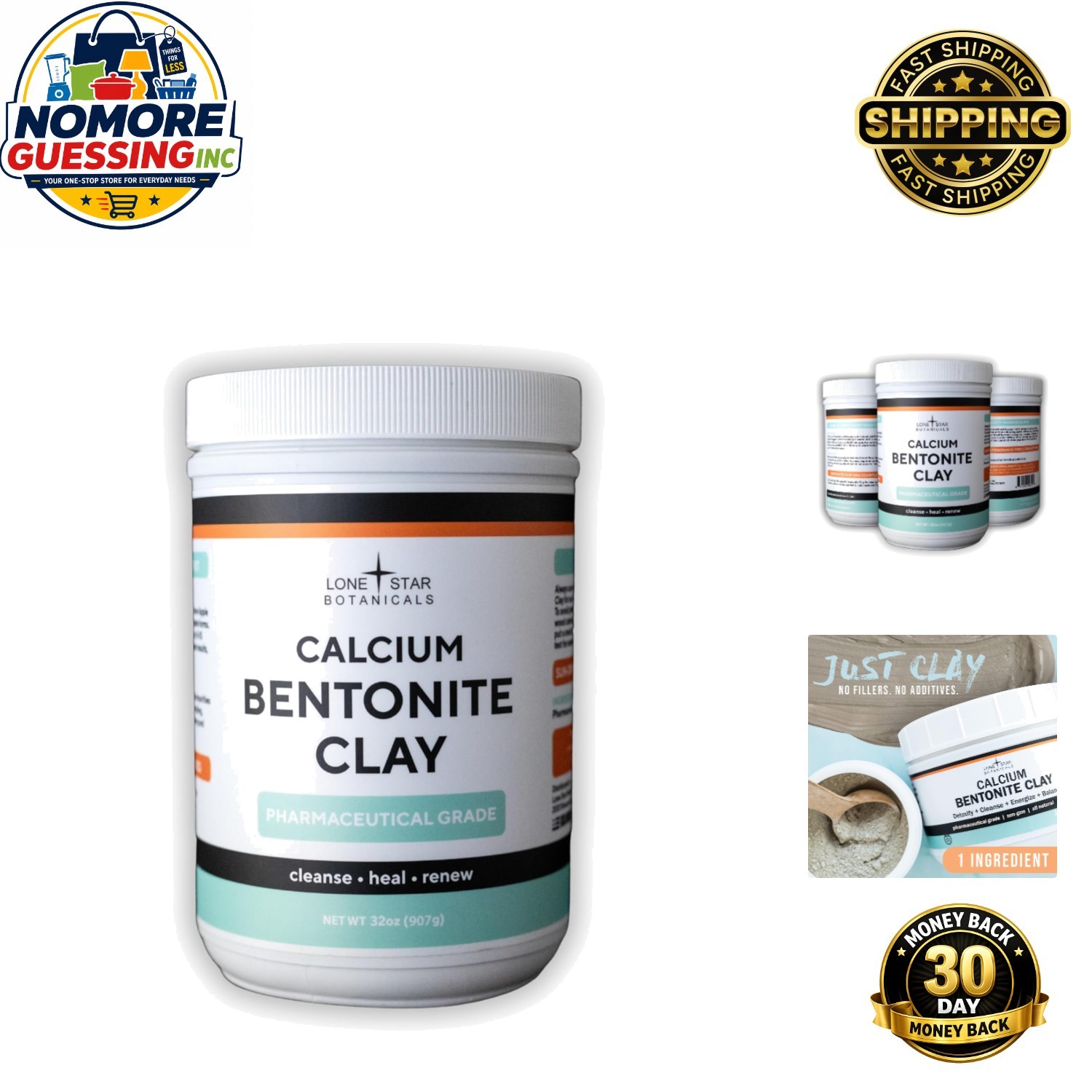 Calcium Bentonite Clay Powder – Versatile 32oz Detox for Skin, Hair & Digestion