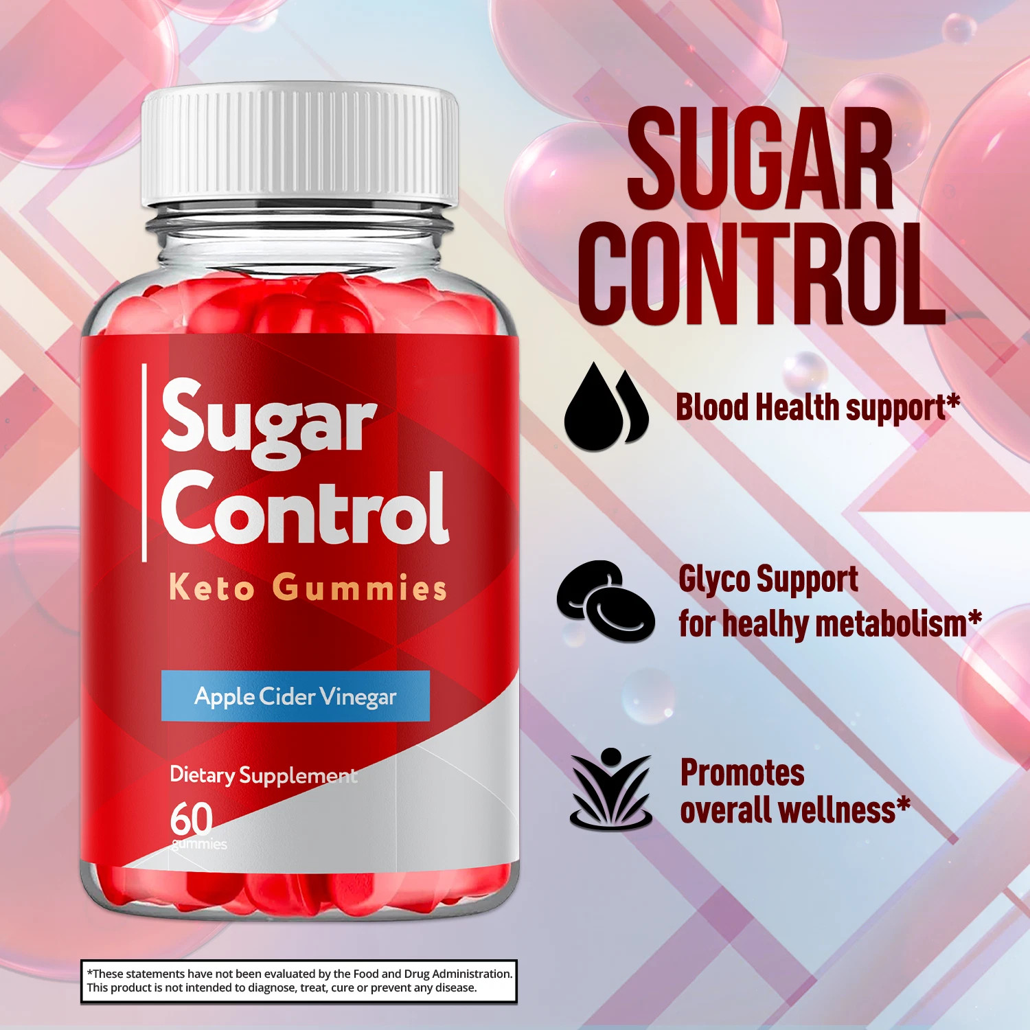 (3 Pack) Sugar Control Keto ACV Gummies 1000MG SugarControl Vitamin 180 Gummies