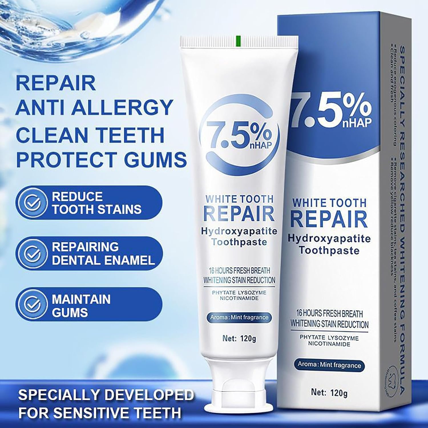 Croent 7.5% nHAP White Tooth Repair Hydroxyapatite Toothpaste Lot Of 2 EXP2028