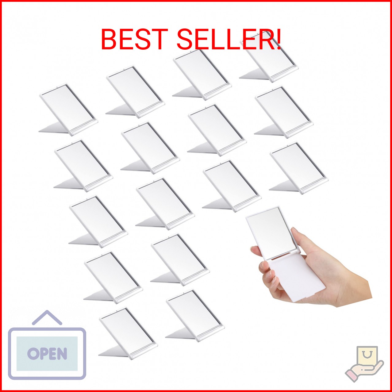 Queekay 16 Pcs 2 x 3 x 0.2”Small Makeup Folding Mirror Bulk Travel Portable Fol