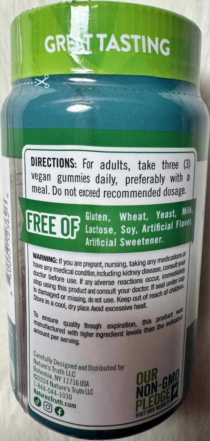 Nature’s Truth Potassium + Magnesium Citrate Gummies 60 Peach Strawberry 05/2026