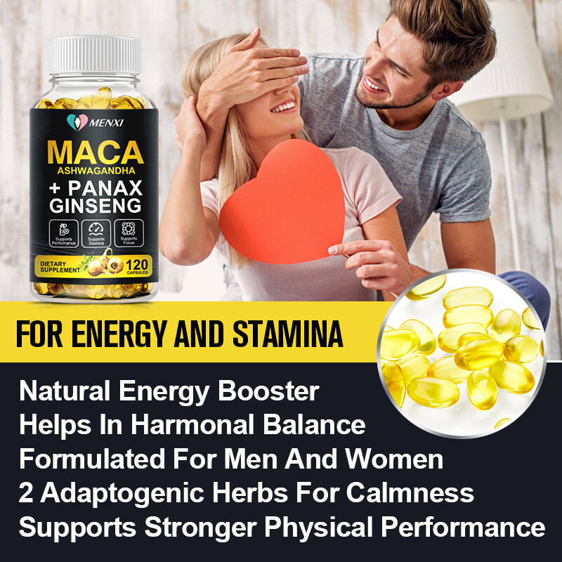 Organic Maca Root + Panax Ginseng 11400mg, Peruvian Maca Extract for Men & Women