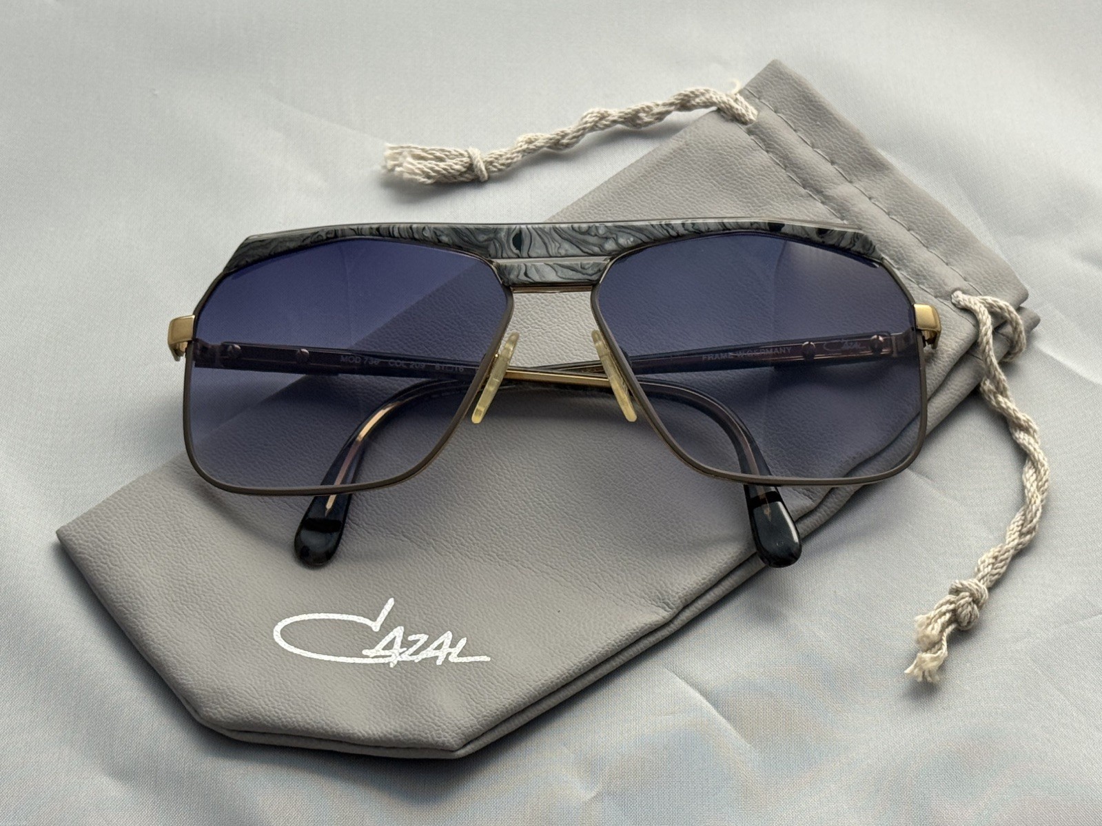 Cazal Mod. 730 Col. 209 Grey Marble Vintage NOS 61-16 Large W Germany Sunglasses