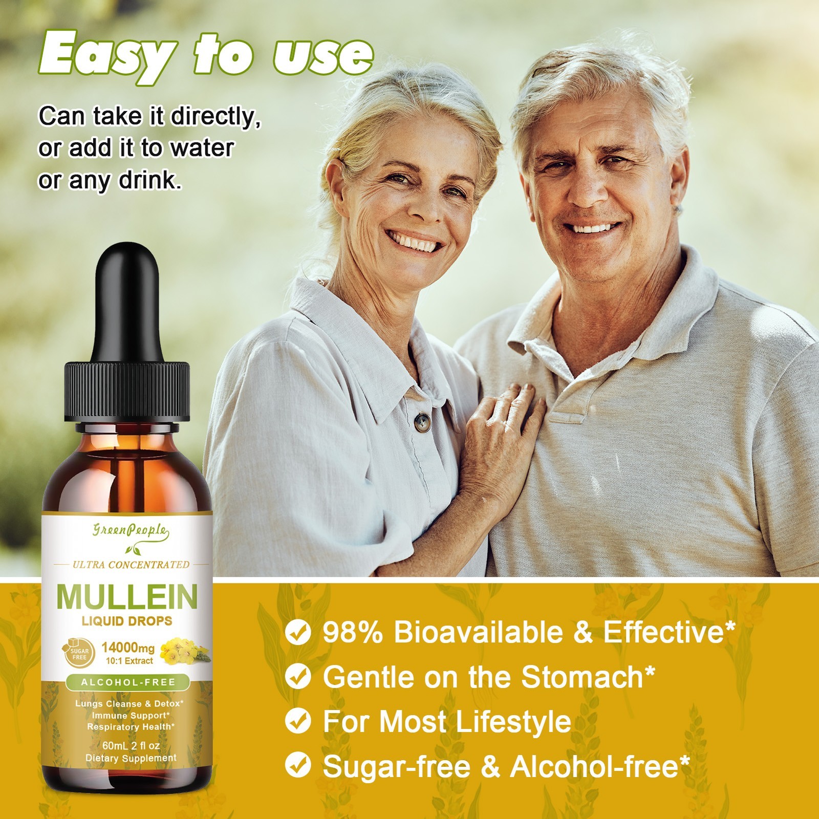 1-5Packs Mullein Drops for Lungs, Detox and Cleanse Mullein Extract Supplement