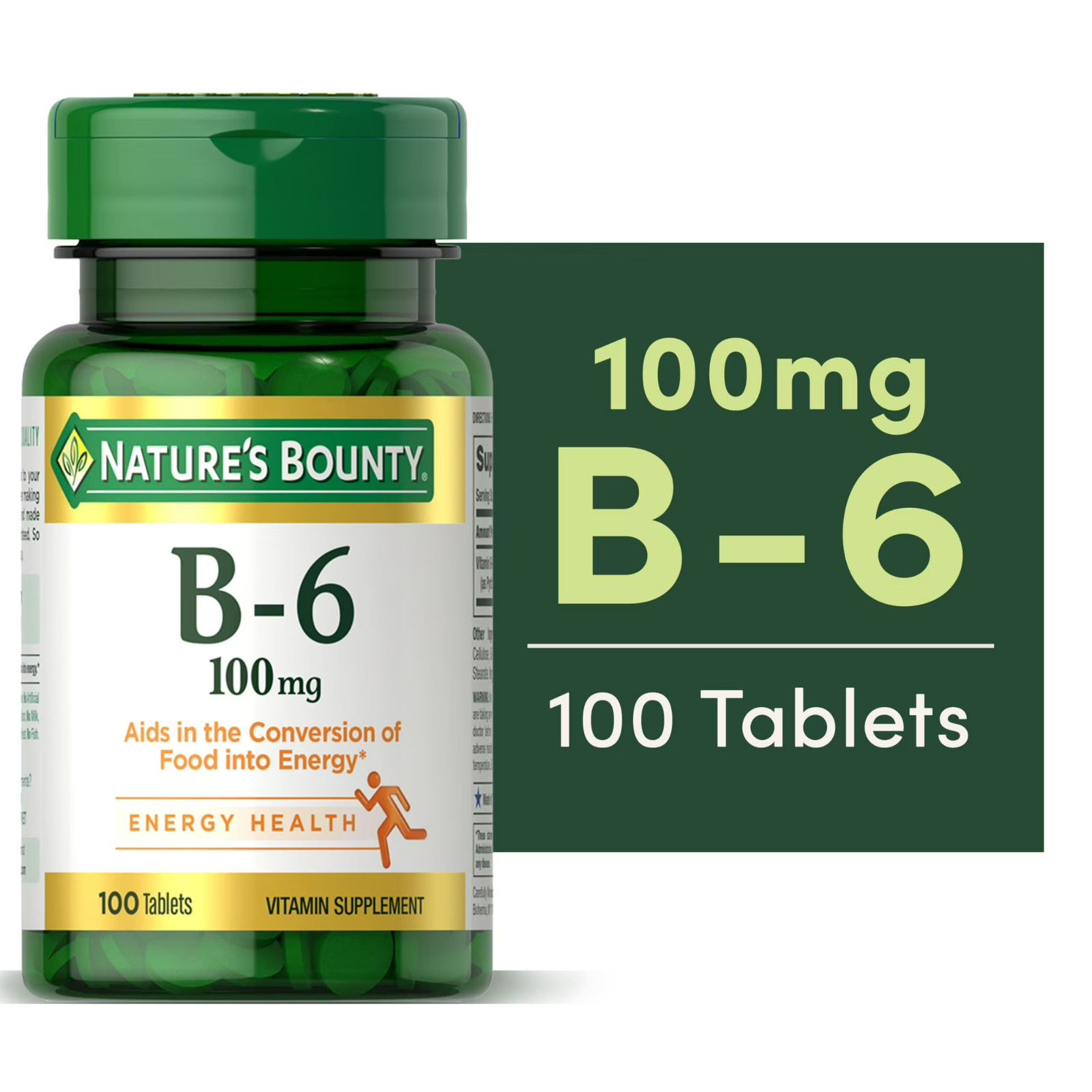 Nature’s Bounty Vitamin B-6 Tablets, 100 Mg, 100 Ct