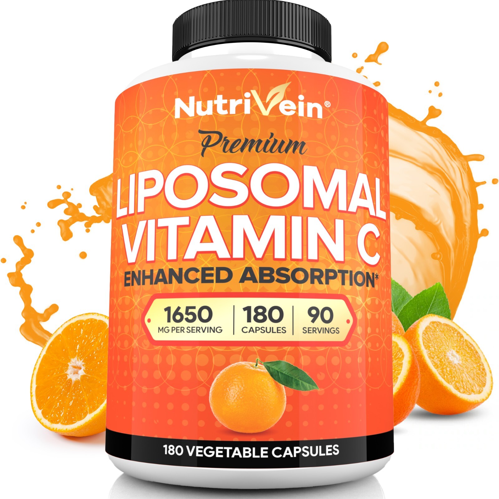 Nutrivein Liposomal Vitamin C 1650mg -180 Capsules – High Absorption Supplements