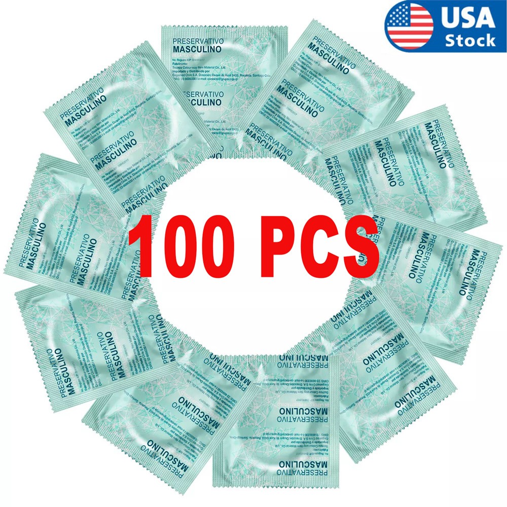 100PCS Latex Condoms Bulk Pack Ultra Thin Extended Pleasure Extra Sex Delay Time