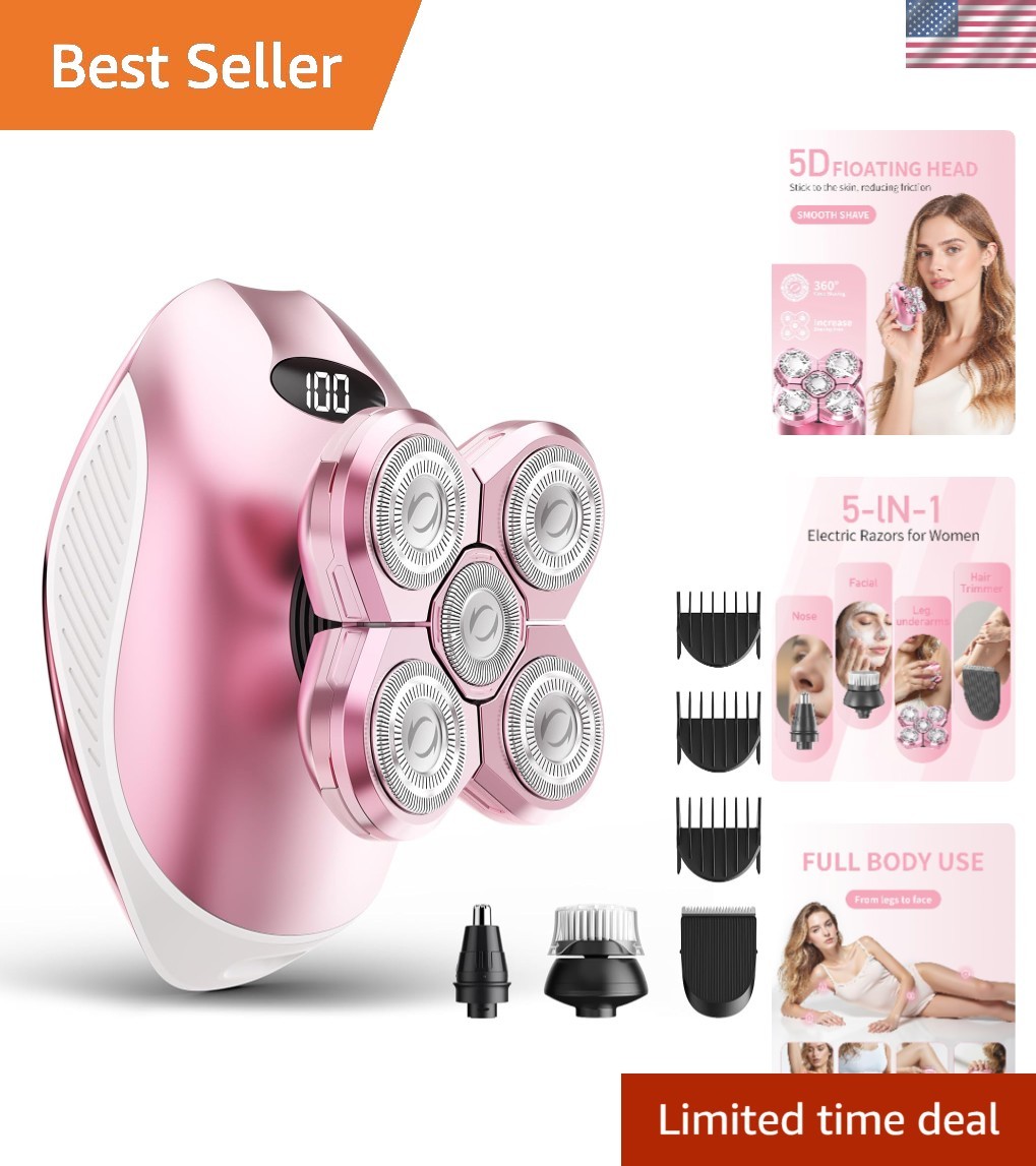 5-in-1 Multi-Function Electric Razor for Women,5D LED Hair Trimmer Rechargeable