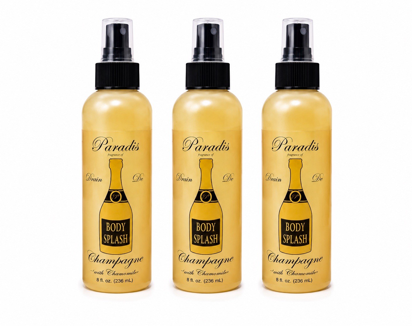 Paradis Champagne Body Splash Spray Mist w/ Chamomile 8 fl oz (236 mL) 3Pk