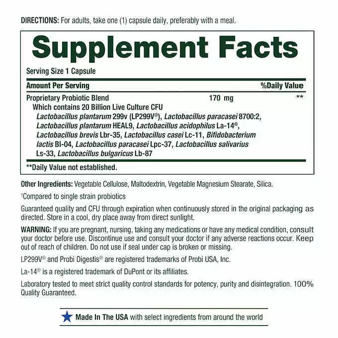 Nature’s Bounty Ultra Strength Probiotic 10 Capsules 70 Ct Digestive Support