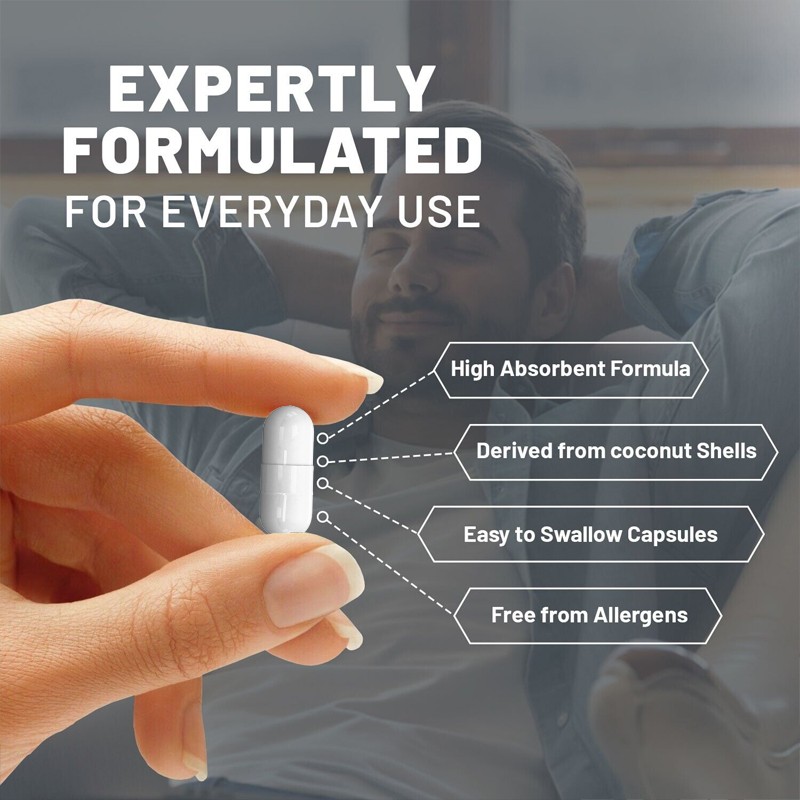 Activated Charcoal 1200mg Caps-Helps Alleviate Gas Bloating 120 ct High Quality