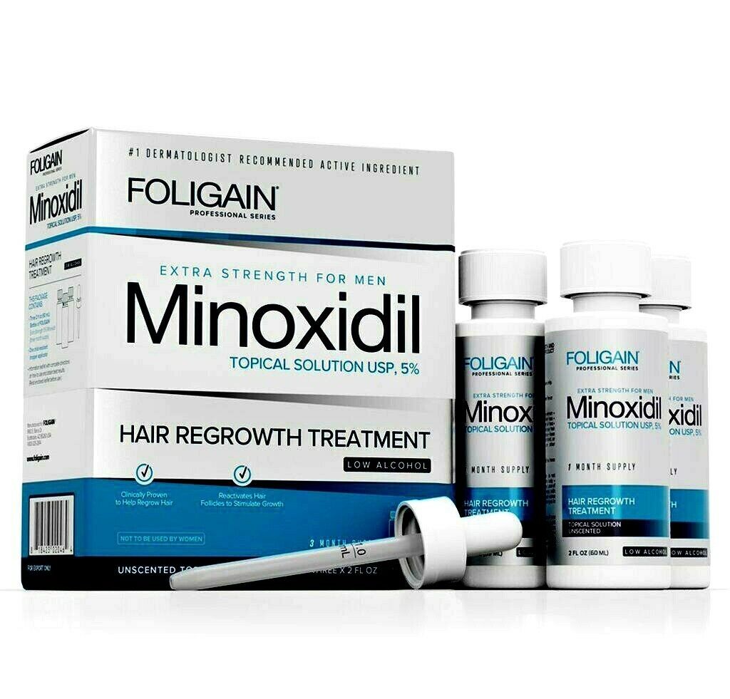 Foligain Low Alcohol 5% Hair Regrowth Treatment for Men -3 Month Supply 180 ml