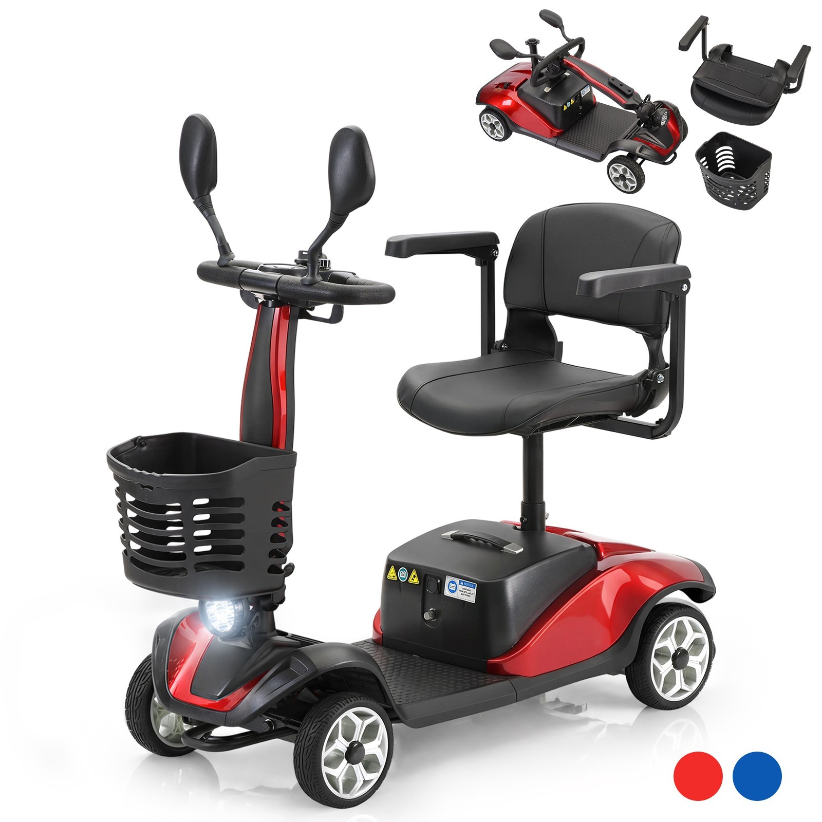 Lightweight 4-Wheel All Terrain Foldable Electric Mobility Scooter for All Ages