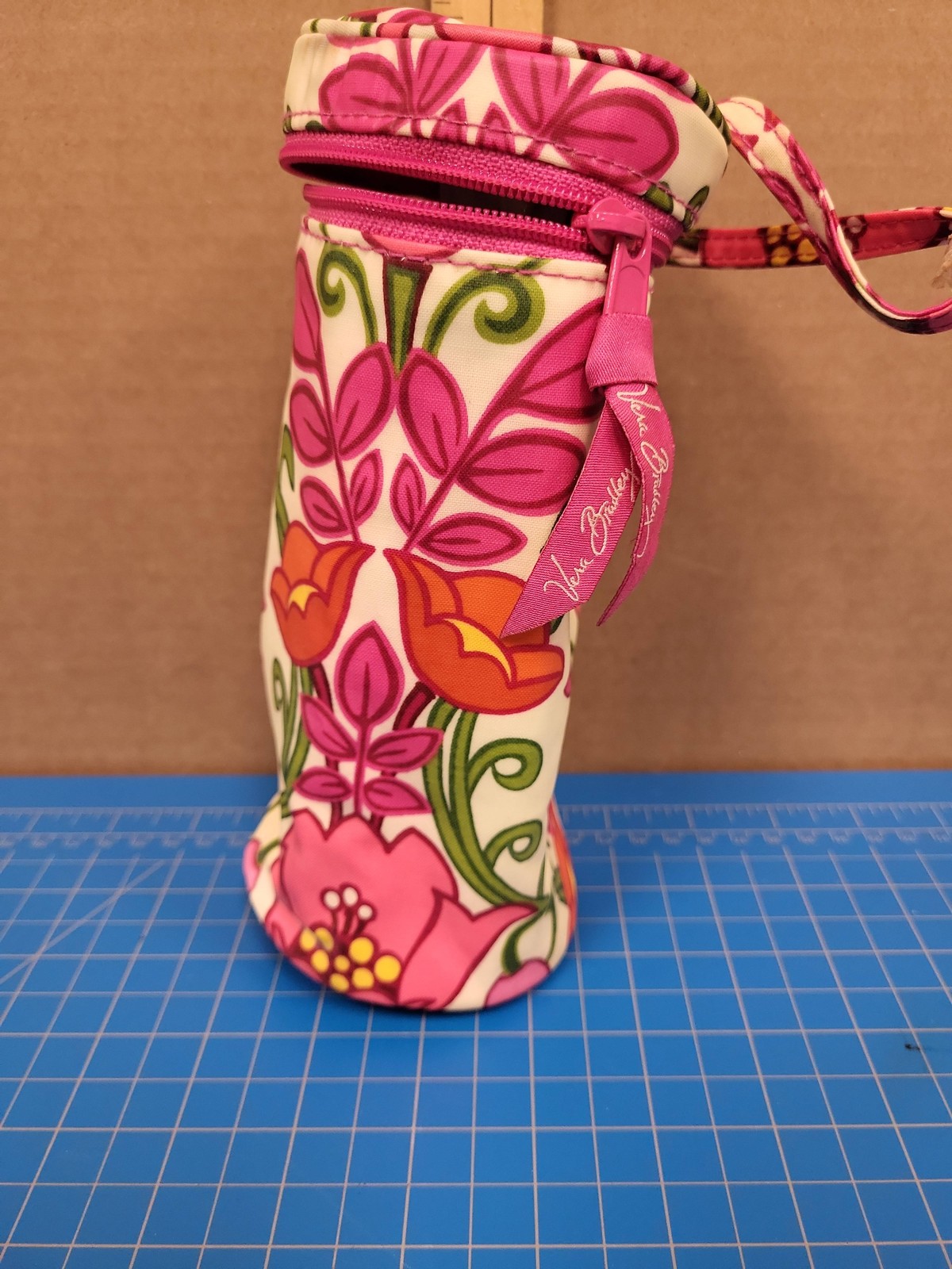 Vera Bradley Clementine Floral Insulated Bottle Bag Cooler Makeup Brush Case