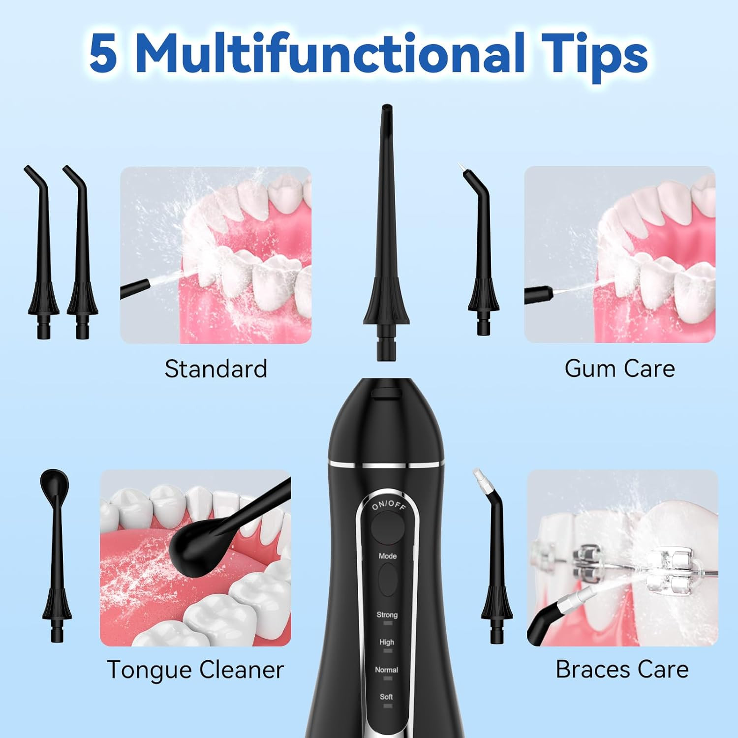 Cordless Portable Water Flosser with 300ML Tank: Rechargeable Oral Irrigator wit