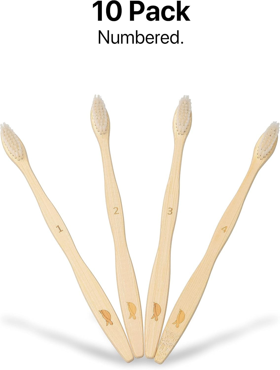 Soft Bamboo Toothbrushes with Plant-Based Bristles – 10 Individually Sealed