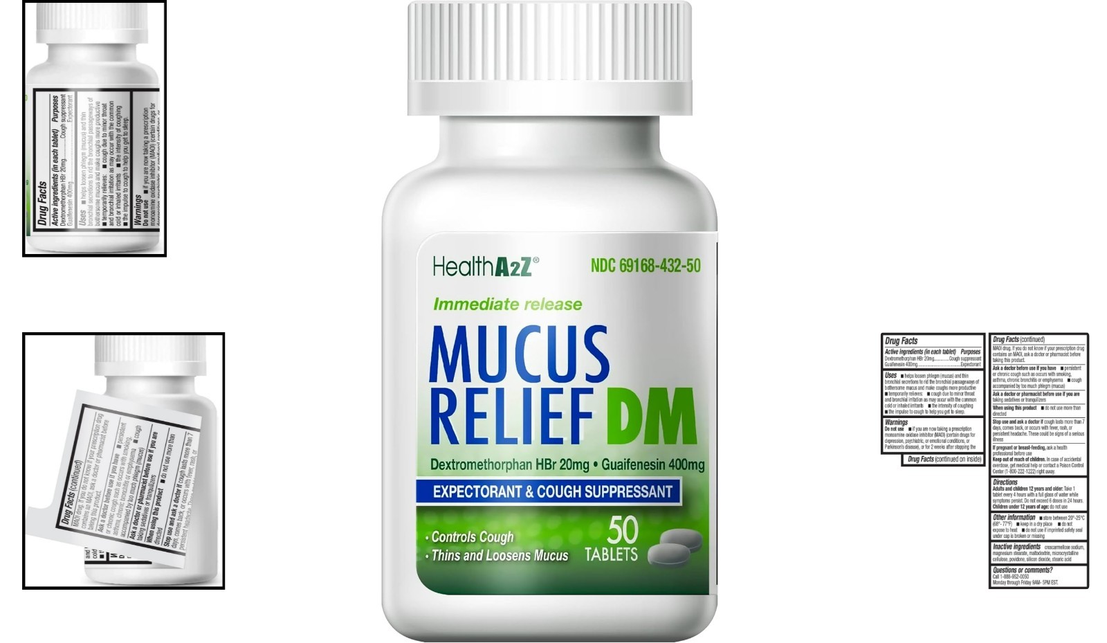 Mucus Relief DM 50 Count | Dextromethorphan 20mg & Guaifenesin 400mg Tablets