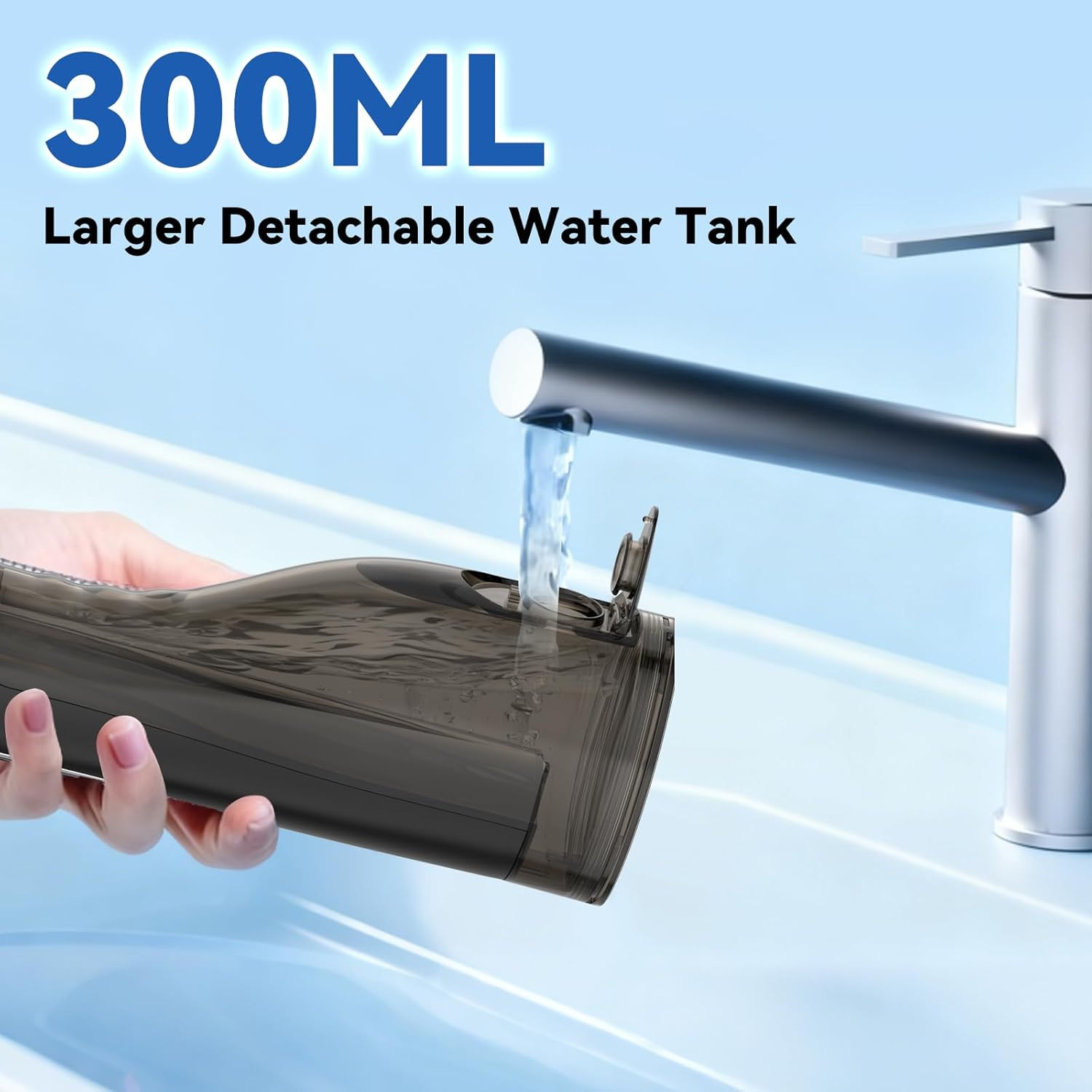 Cordless Portable Water Flosser with 300ML Tank: Rechargeable Oral Irrigator wit