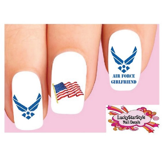 Waterslide Nail Decals Set of 20 – USAF United States US Air Force Girlfriend