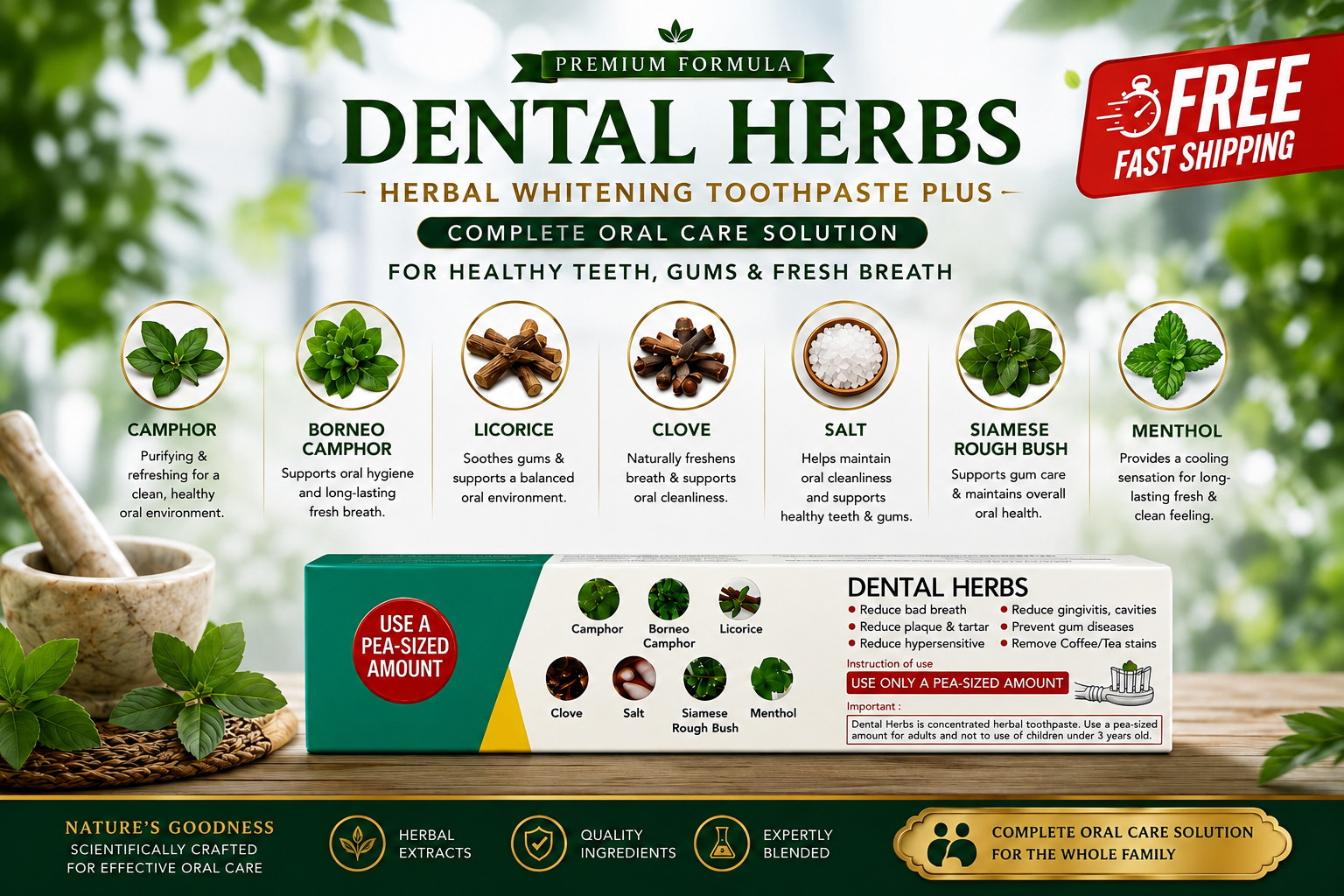Dental Herbs Herbal Toothpaste Plus Dr Urairat Buy 8 Get 1 FREE Fast Shipping