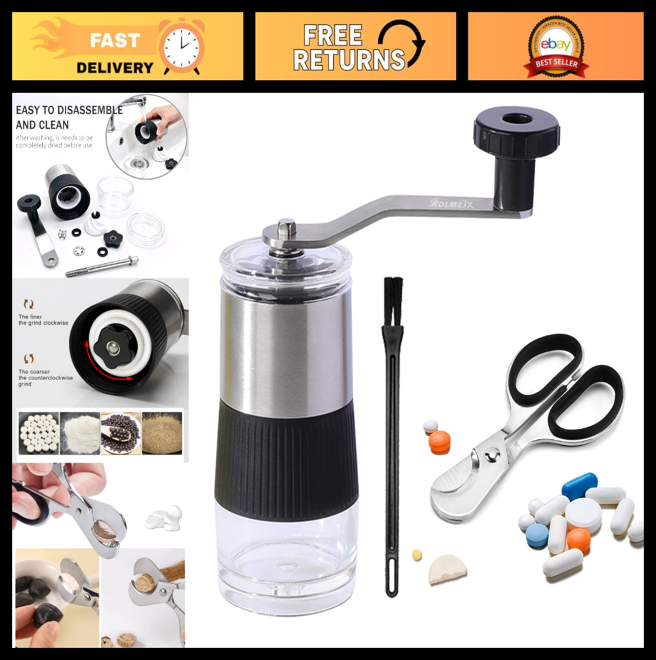 Pill Crusher & Splitter – Baby Medicine Tablet Grinder for Fine Powder, Pets & K