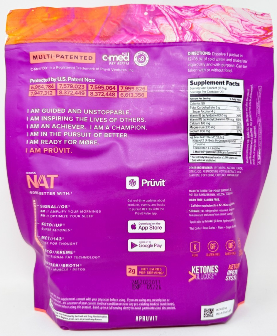 BB: 5/2026 Pruvit Keto OS NAT Ketones – Charged – TRU PASSION – 20 Packets NEW