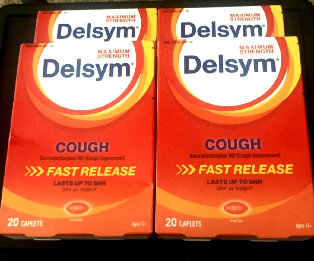 4PK- Delsym Cough Fast Release, 80 Total Caplets, Exp. 6/27