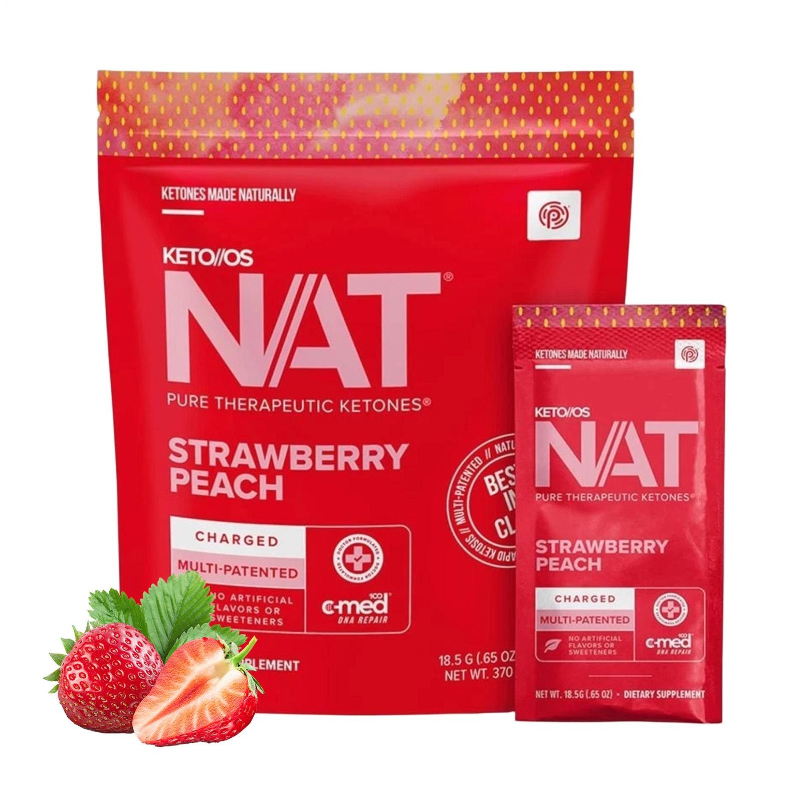 Pruvit Keto OS NAT Strawberry Peach Charged Ketones 20 Packs Free Shipping
