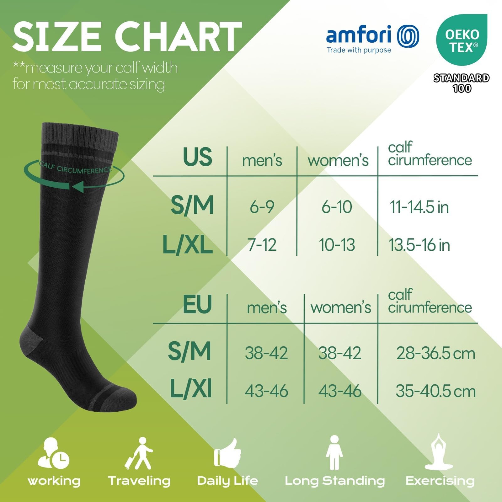 Bamboo Viscose Compression Socks for Women & Men (3 Pairs) 15-20 mmHg Knee Hi…