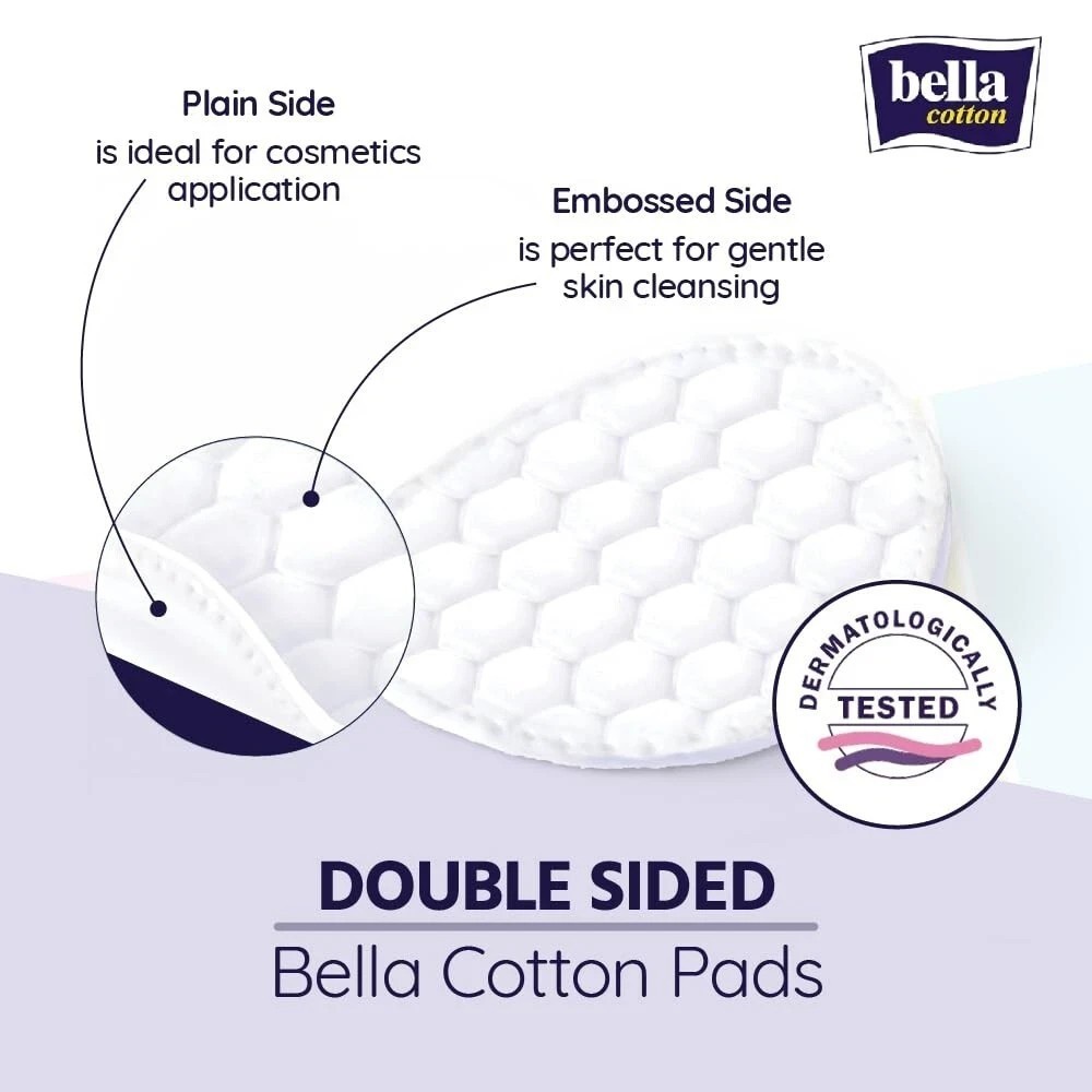 Bella Cotton Pads – 100% Cotton – Double Sided | For Skin Cleaning, (Eye, Face)