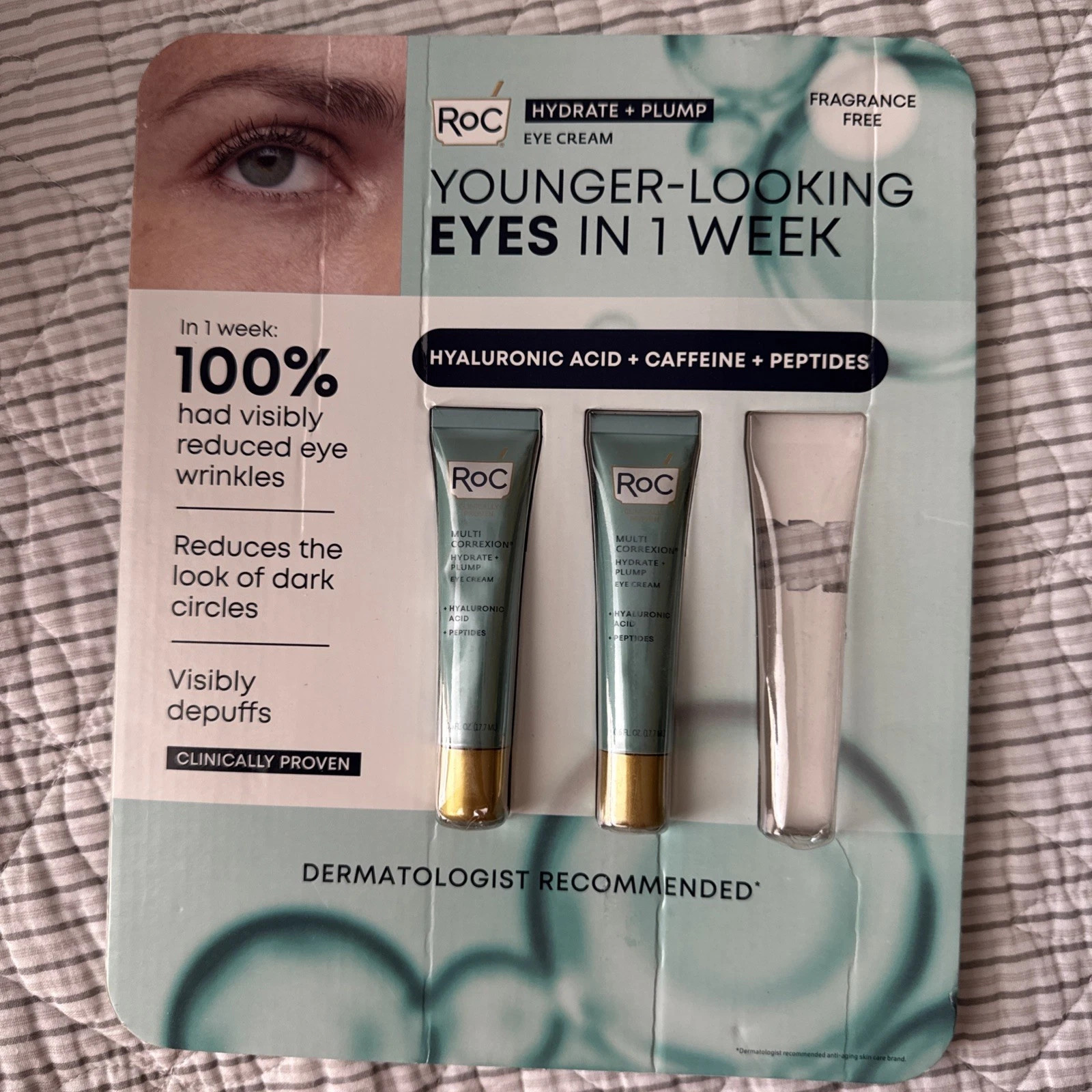 RoC Hydration + Replumping Eye Cream 3-Pack Fragrance Free 0.6 oz Each