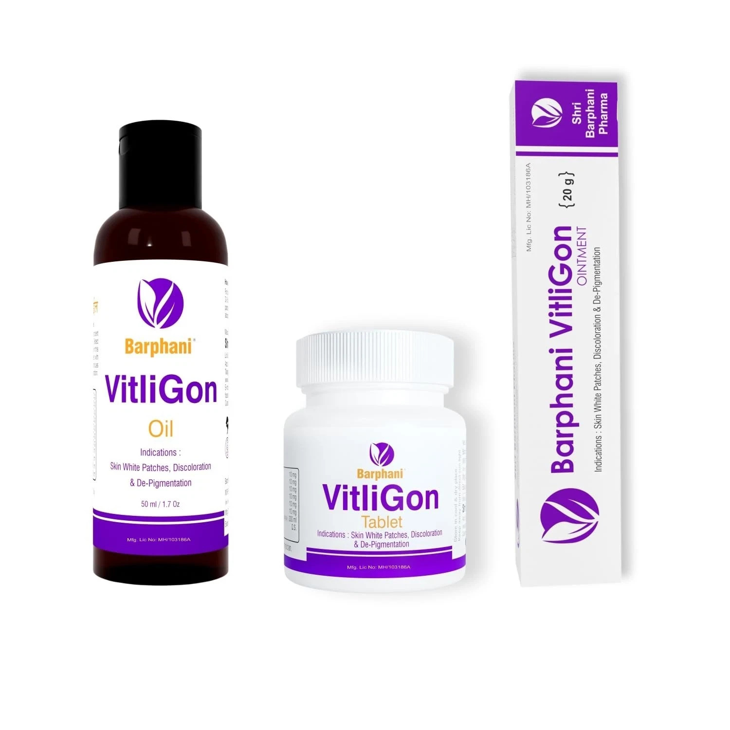 Barphani VitliGon Herbal Cream, Tablet, Oil Combo – Ayurvedic Skin Care Support