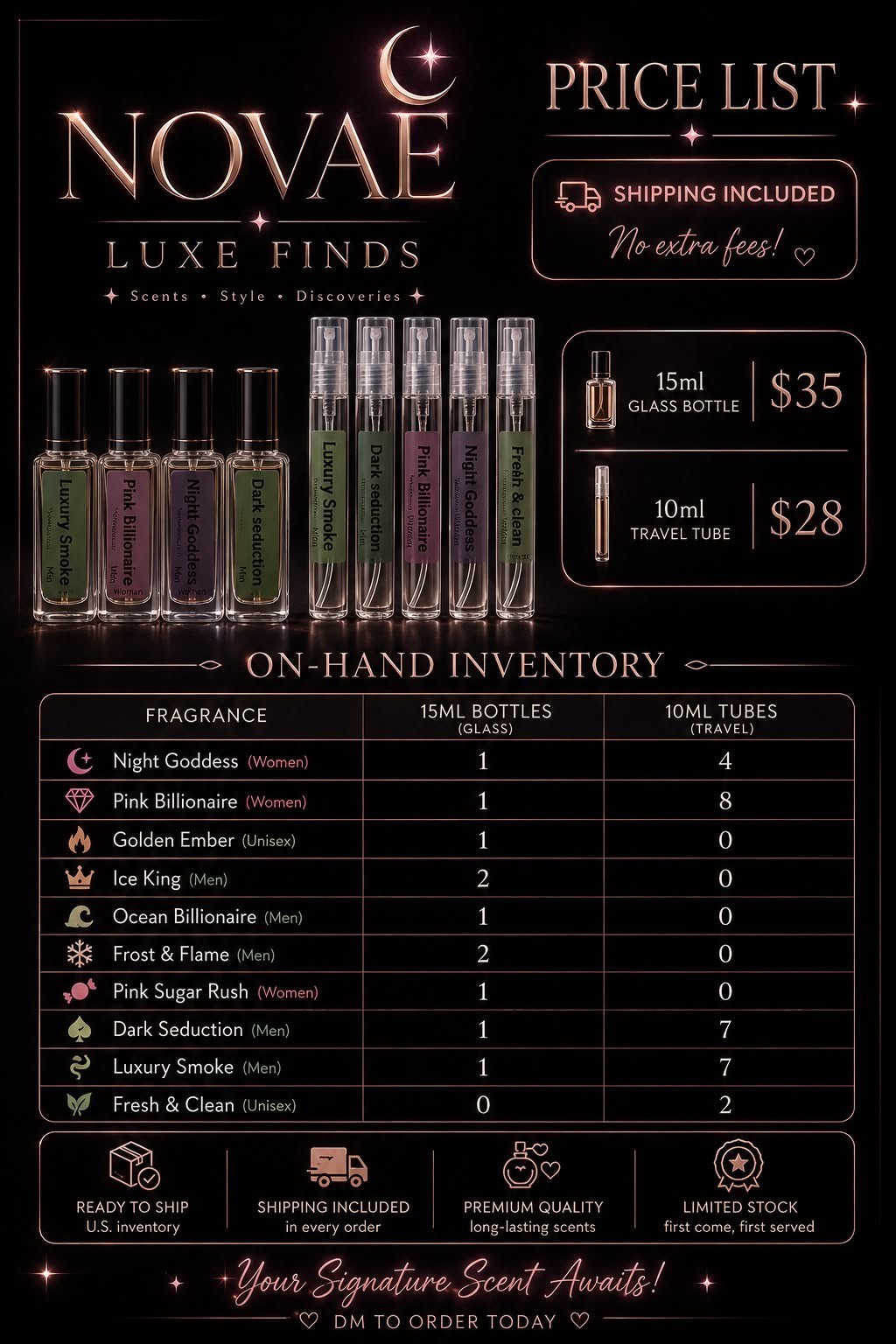 NOVAE Luxe Finds Night Goddess Travel Size Fragrance Spray 15 ml